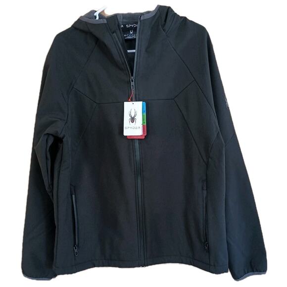 SPYDER OMSP175 Men's Full Zip Soft Shell Jacket Black Sz Large MSRP $149